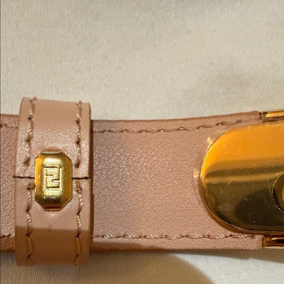 Authentic Fendi Belt – Light Pink Leather with Gold Accent (Never Worn)