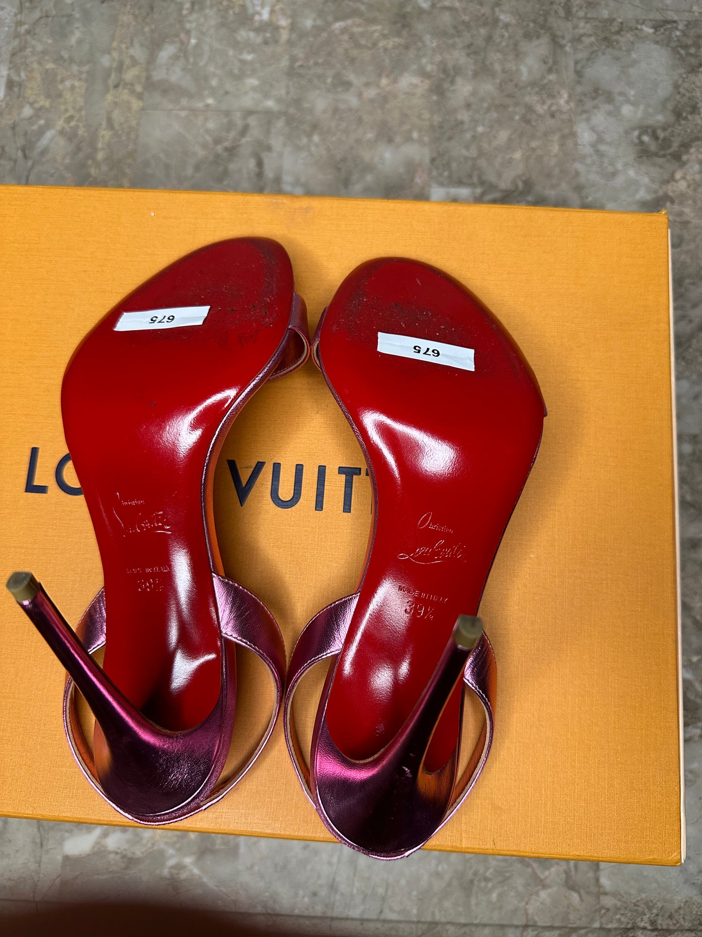 Christian Louboutin Metallic Pink Stiletto Sandals Size 41 | Strappy Leather Heels | Worn Once