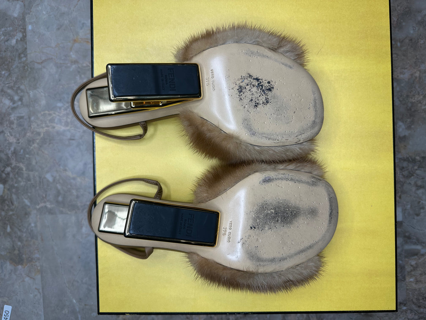 Fendi First Heeled Mules – Tan Leather & Faux Fur | Size EU 39.5 (With Box & Dust Bags)