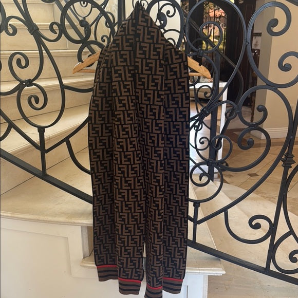 FENDI Black & Red Monogram Scarf (Pre-Owned)
