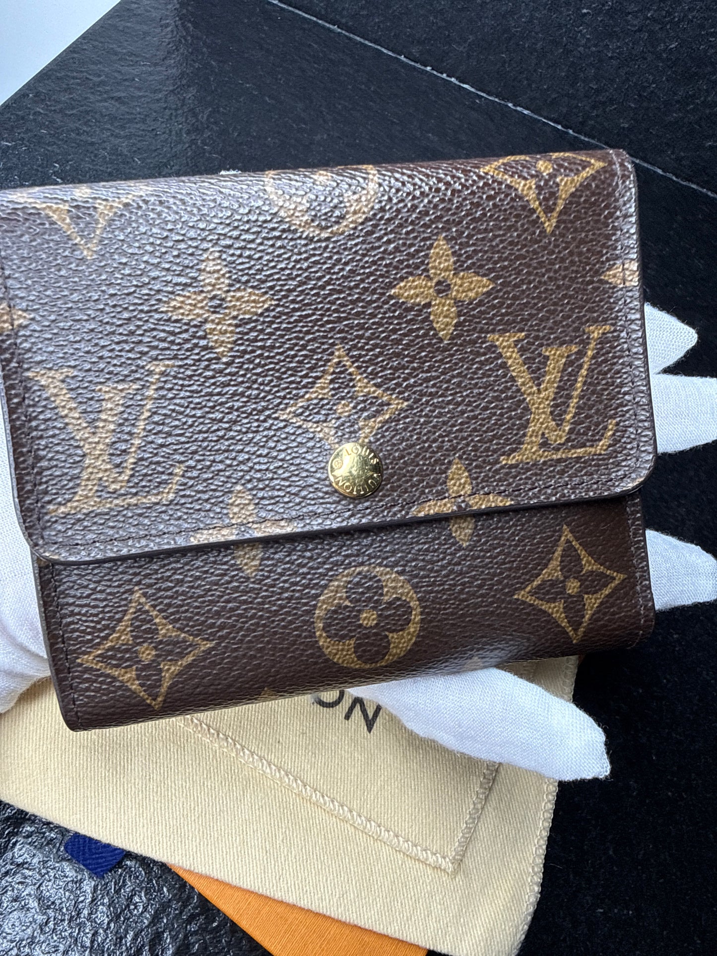 Louis Vuitton Monogram Compact Wallet Set | Elise & Porte-Monnaie Plat Card Holder – Excellent Condition