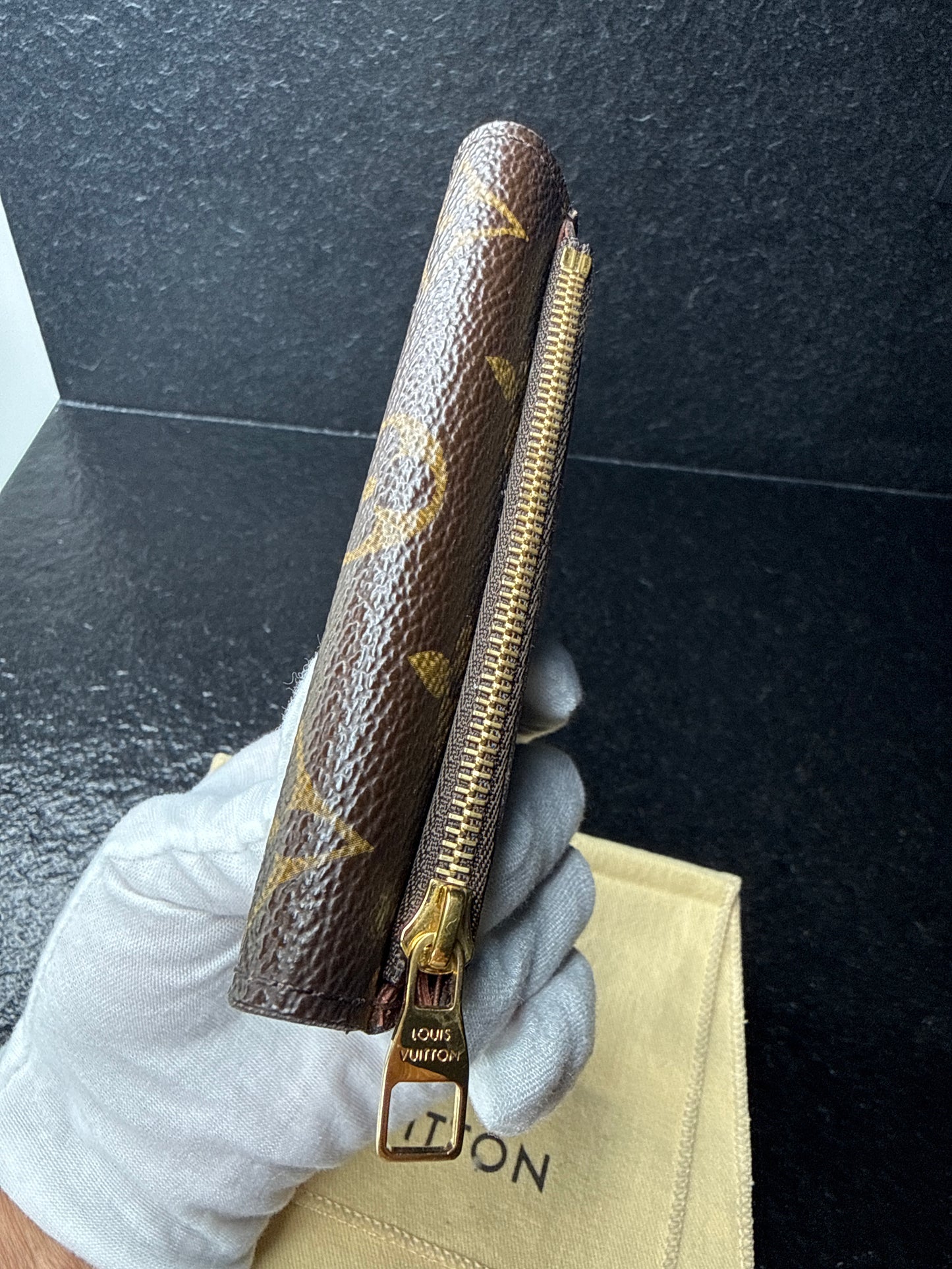 Louis Vuitton Monogram Compact Wallet Set | Elise & Porte-Monnaie Plat Card Holder – Excellent Condition