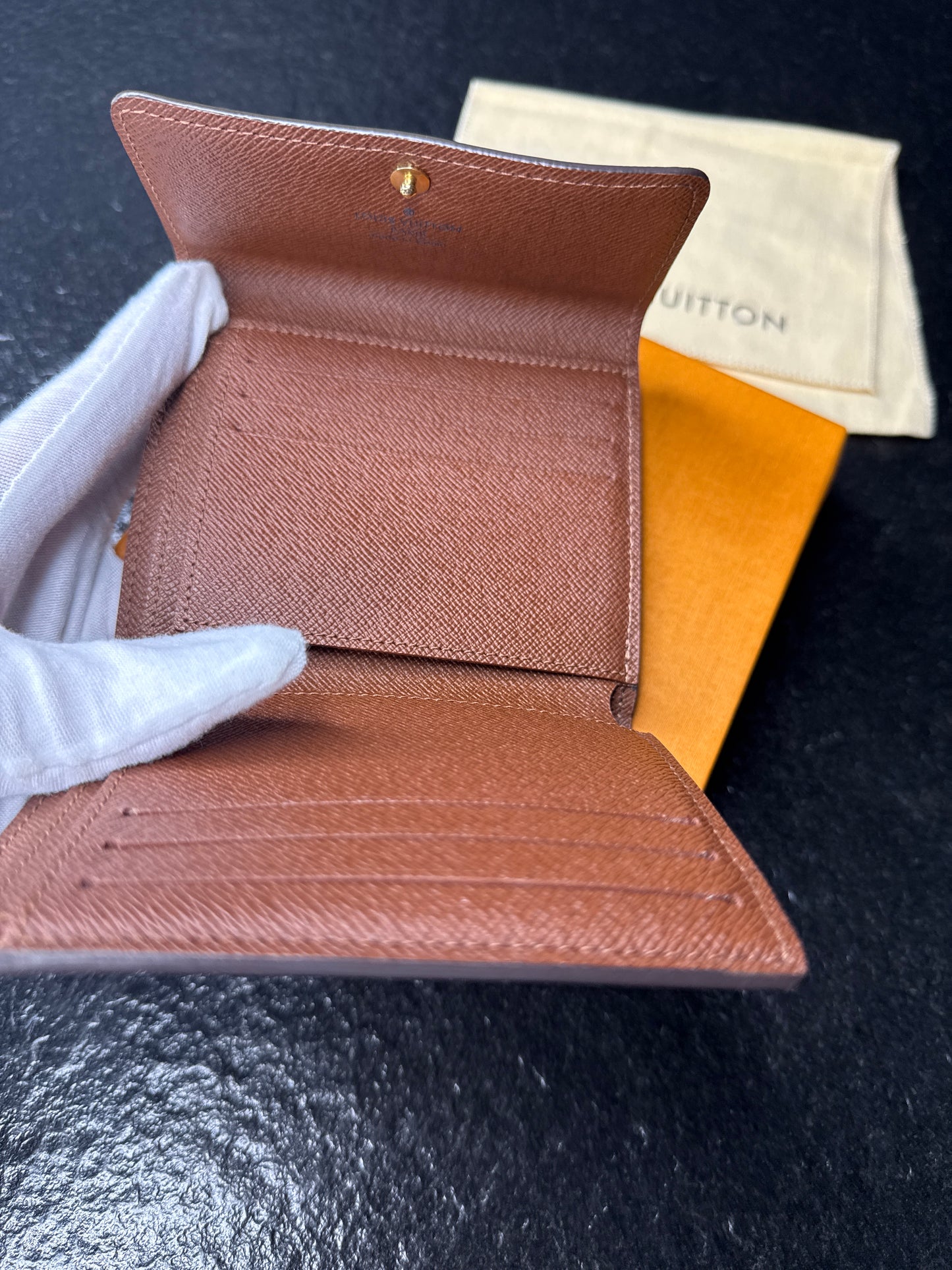Louis Vuitton Monogram Compact Wallet Set | Elise & Porte-Monnaie Plat Card Holder – Excellent Condition