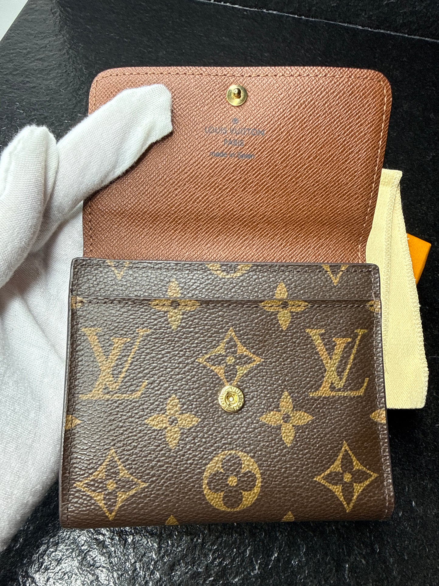 Louis Vuitton Monogram Compact Wallet Set | Elise & Porte-Monnaie Plat Card Holder – Excellent Condition