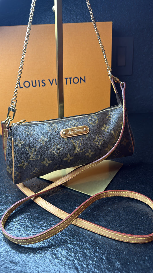 Louis Vuitton Monogram Pochette Eva Clutch | Convertible Chain Shoulder & Crossbody Bag