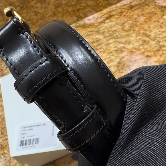 Authentic Celine Belt – Black Leather with Gold Accents (Unused)
