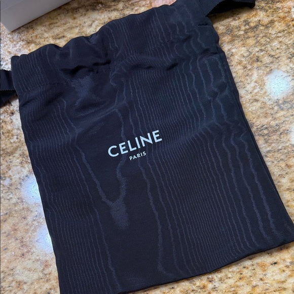 Authentic Celine Belt – Black Leather with Gold Accents (Unused)