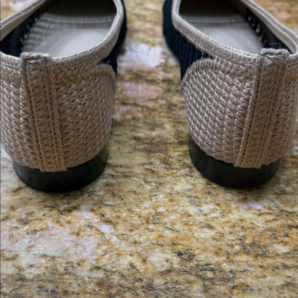 Chanel Tan and Black Flats