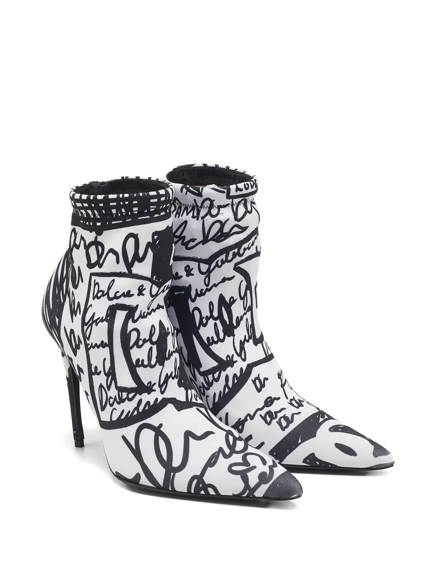 DOLCE & GABBANA Black & White Graffiti Sock Pumps – Size 40 (Pre-Owned)