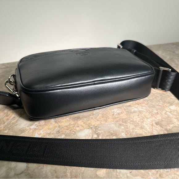 Fendi Zucca Logo Camera Case Bag – Black & Gray FF Monogram, Medium, Authentic Crossbody