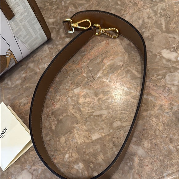 Fendi Medium Sunshine Shopper Tote – Antonio Lopez “Bikini Girls” Print, Brown Canvas, New with Dust Bag & Authenticity Card
