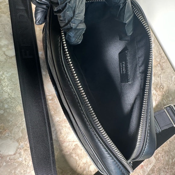 Fendi Zucca Logo Camera Case Bag – Black & Gray FF Monogram, Medium, Authentic Crossbody