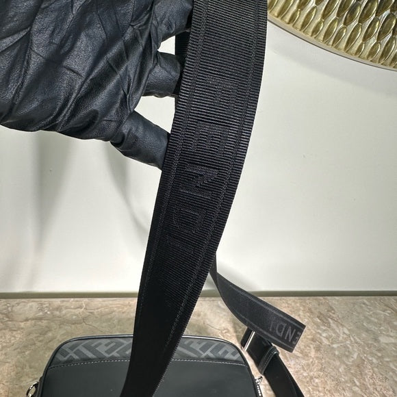 Fendi Zucca Logo Camera Case Bag – Black & Gray FF Monogram, Medium, Authentic Crossbody