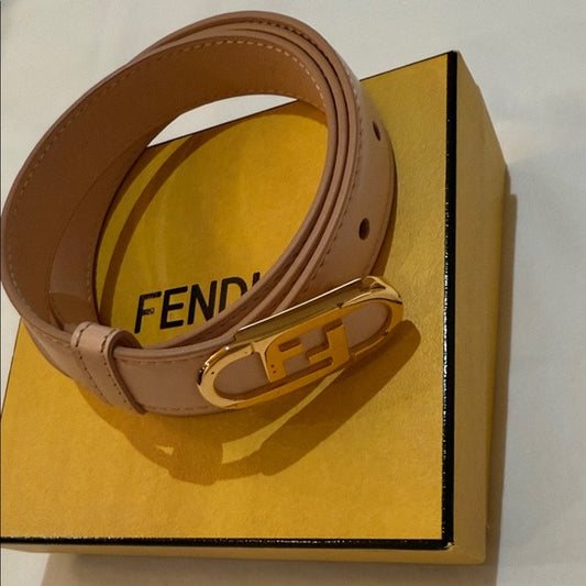 Authentic Fendi Belt – Light Pink Leather with Gold Accent (Never Worn)
