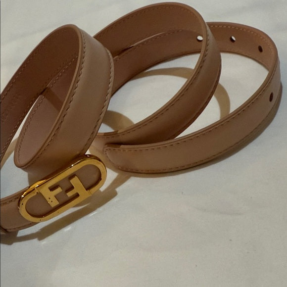 Authentic Fendi Belt – Light Pink Leather with Gold Accent (Never Worn)