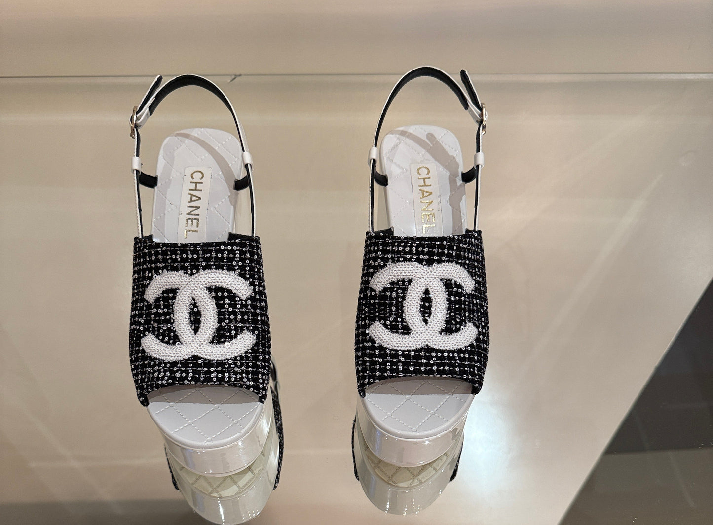 Chanel Tweed Slingback Sandals