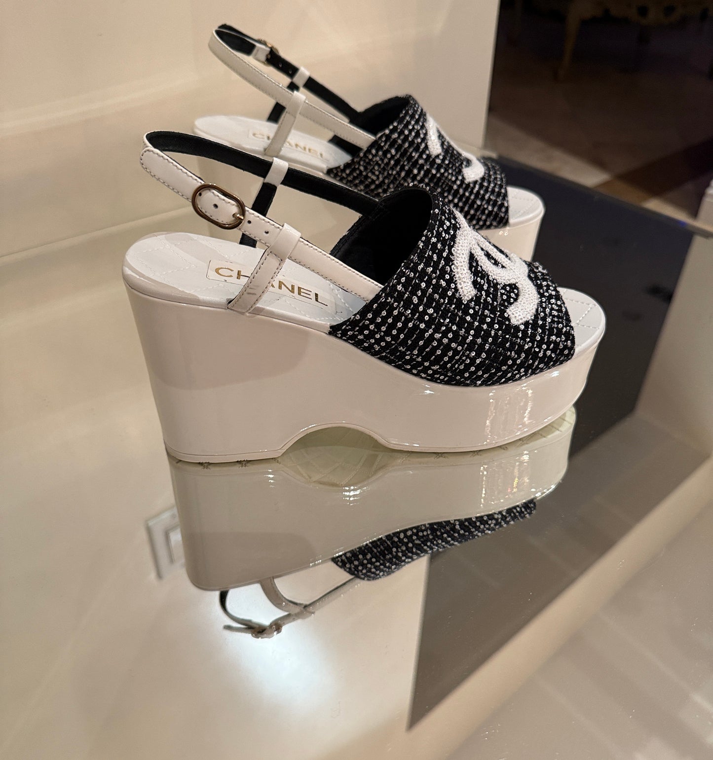 Chanel Tweed Slingback Sandals