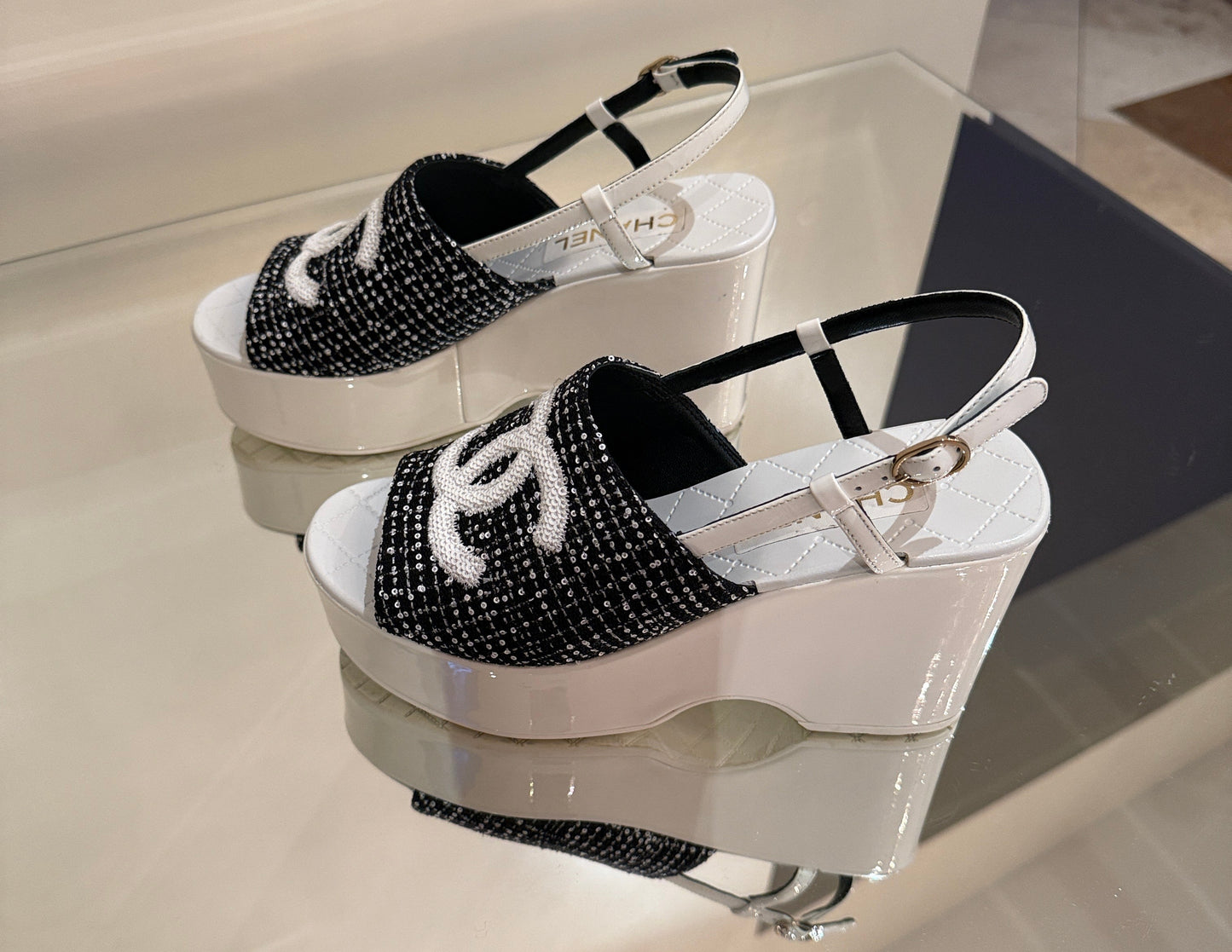 Chanel Tweed Slingback Sandals