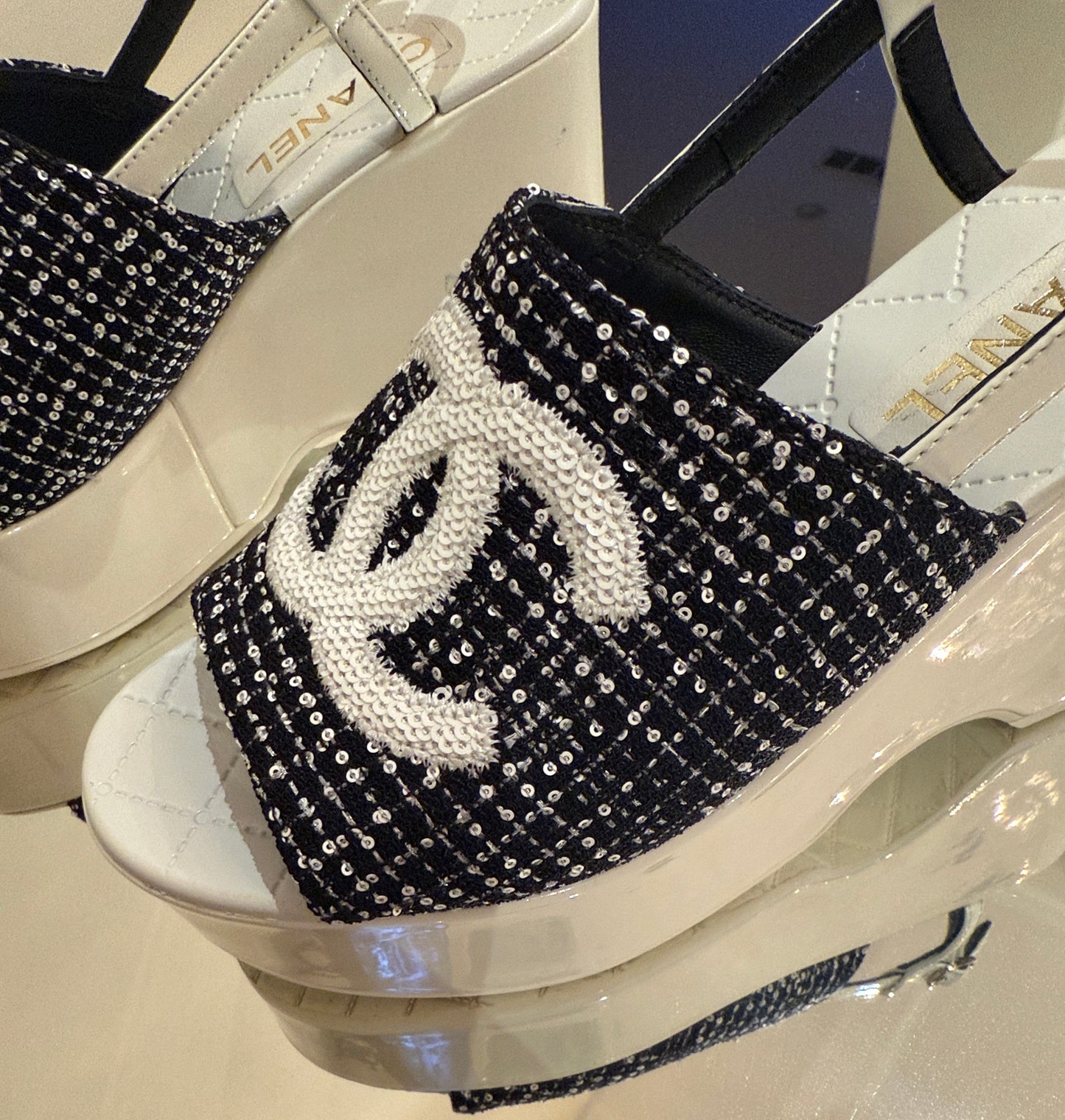 Chanel Tweed Slingback Sandals