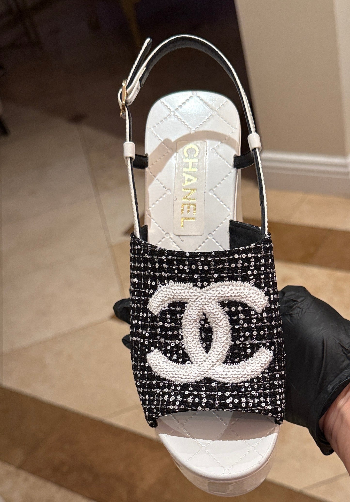 Chanel Tweed Slingback Sandals