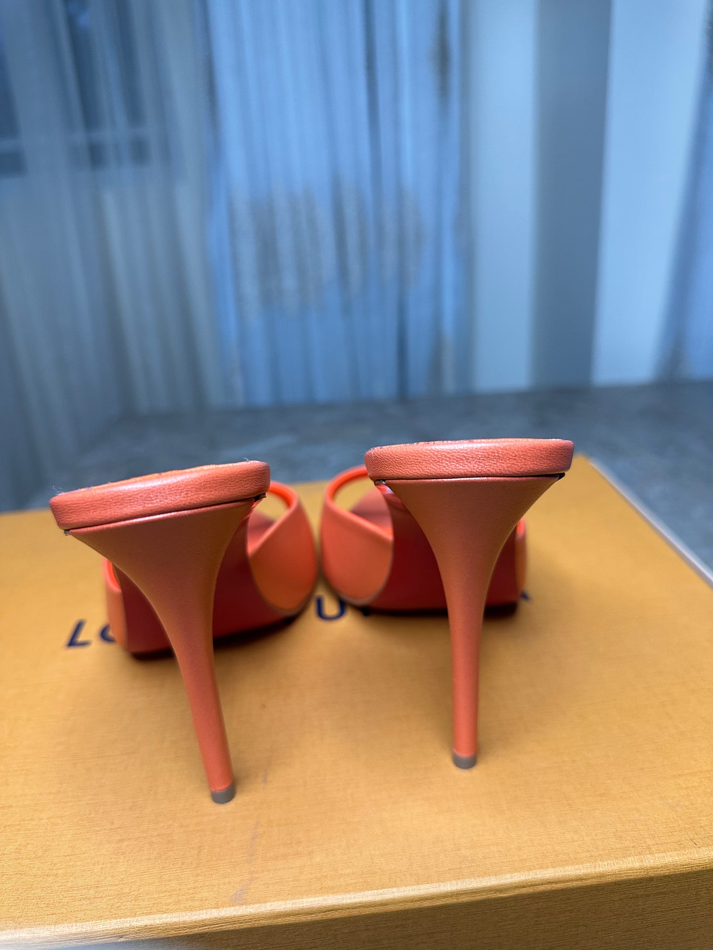 Christian Louboutin Nappa Me Dolly 85 Sandals Size 39.5 | Orange Leather Vitamine | 100mm Heel | New