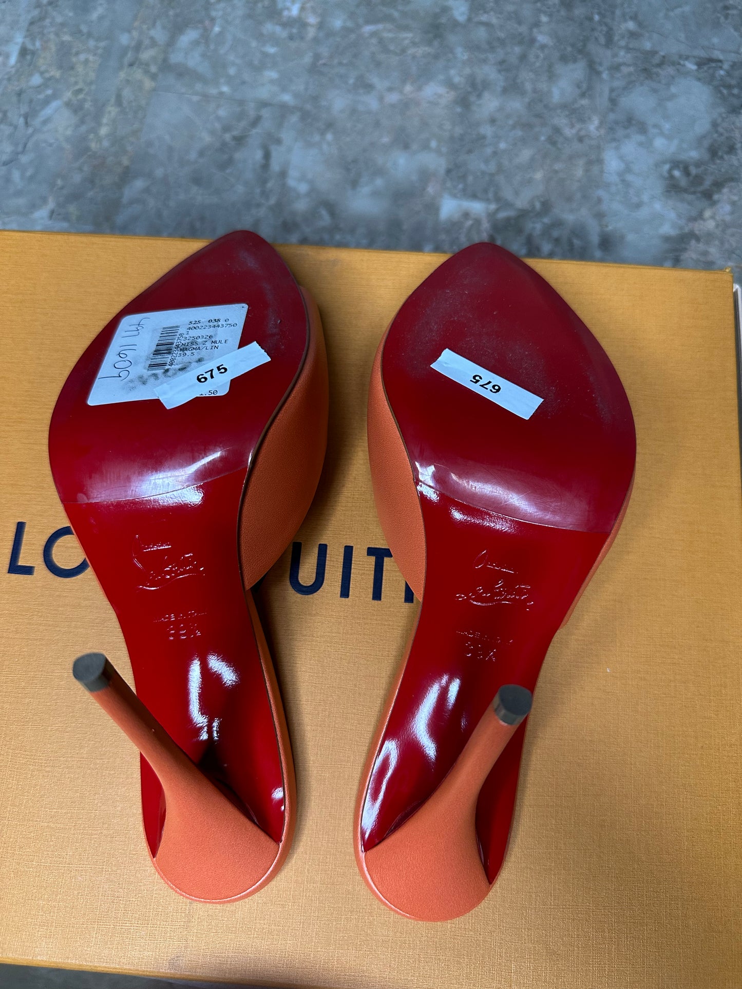 Christian Louboutin Nappa Me Dolly 85 Sandals Size 39.5 | Orange Leather Vitamine | 100mm Heel | New