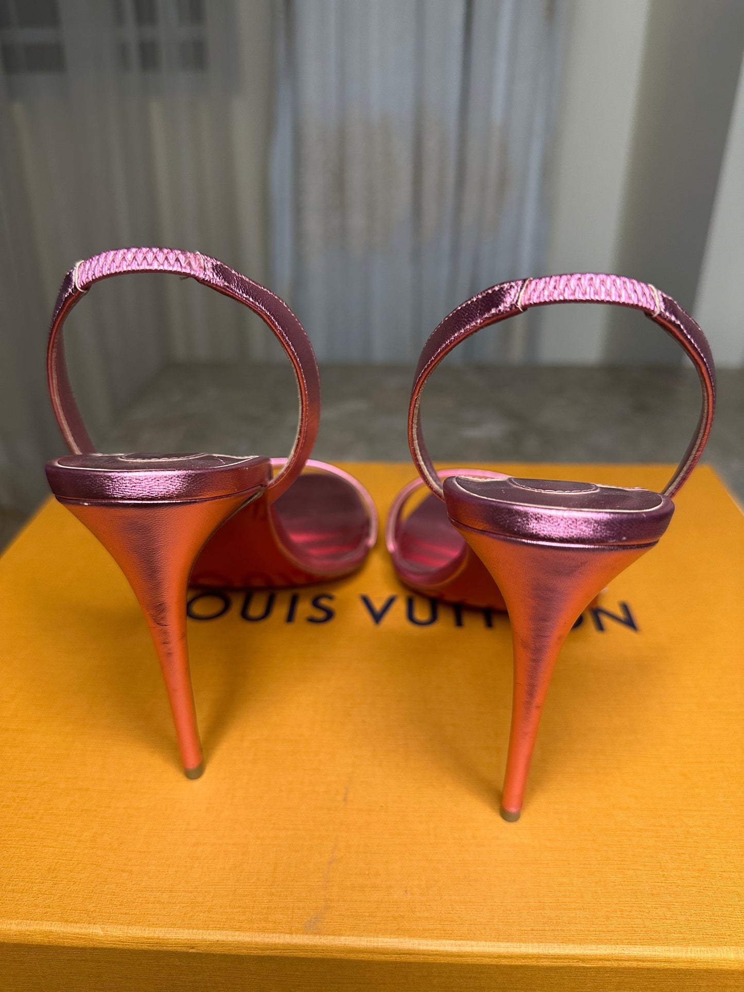 Christian Louboutin Metallic Pink Stiletto Sandals Size 41 | Strappy Leather Heels | Worn Once