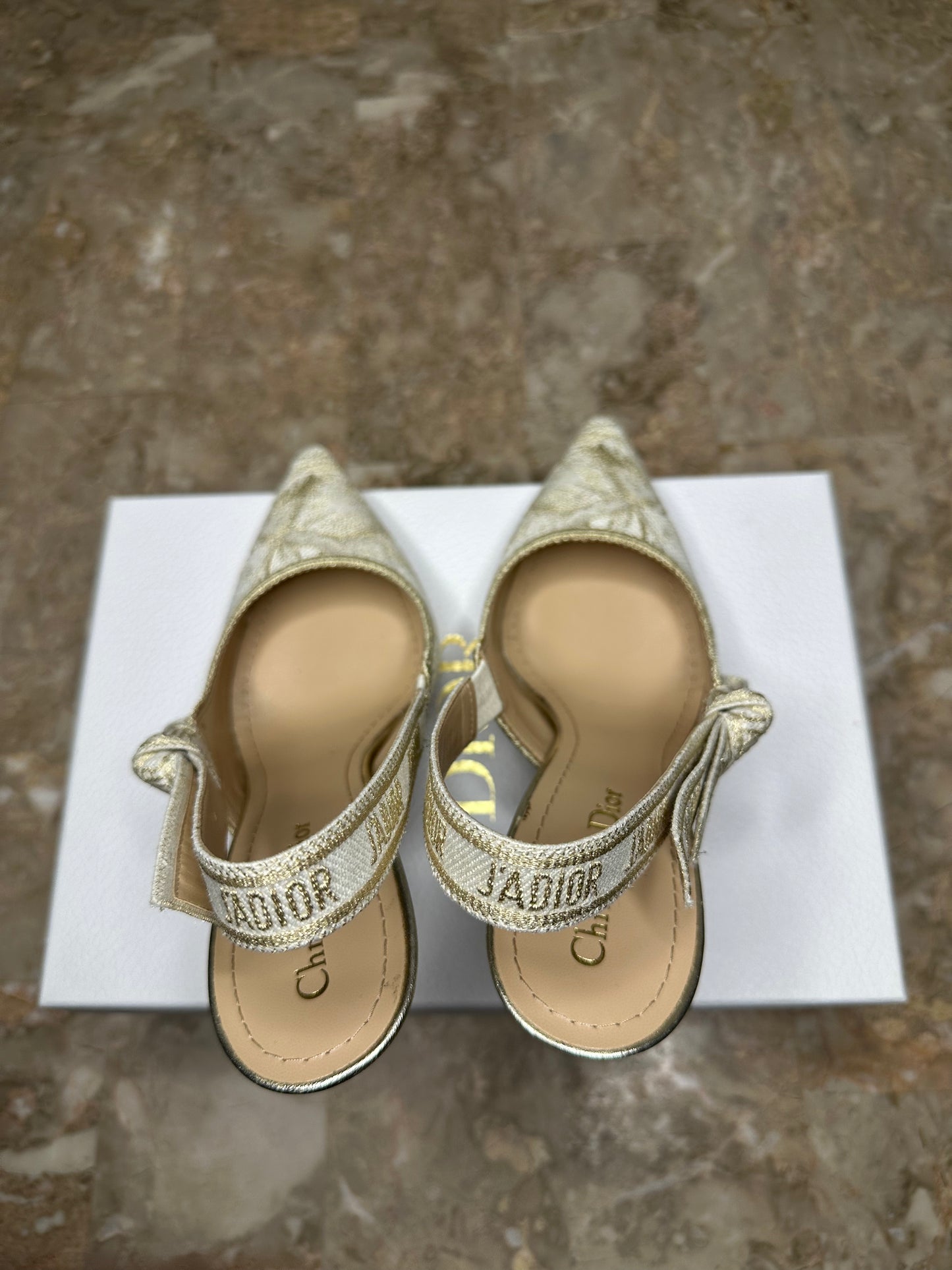 Dior J’Adior Slingback Pumps Size 39.5 | Cream Mesh Embroidered Heels | 10cm Heel | New in Box