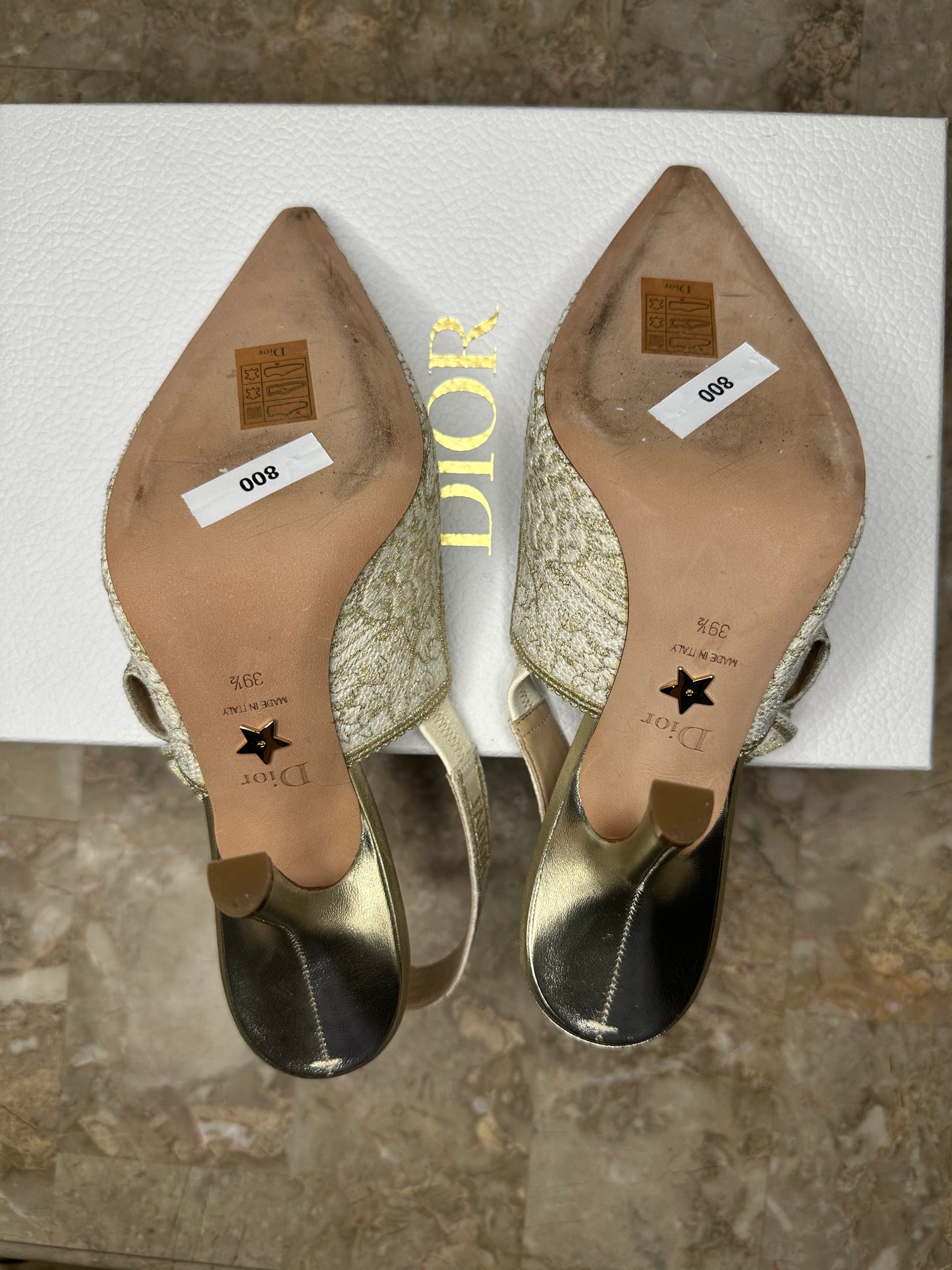 Dior J’Adior Slingback Pumps Size 39.5 | Cream Mesh Embroidered Heels | 10cm Heel | New in Box