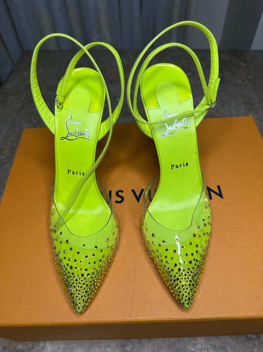 Christian Louboutin Green Stiletto Heels Size 40.5 | Elegant Designer Pumps | New in Box