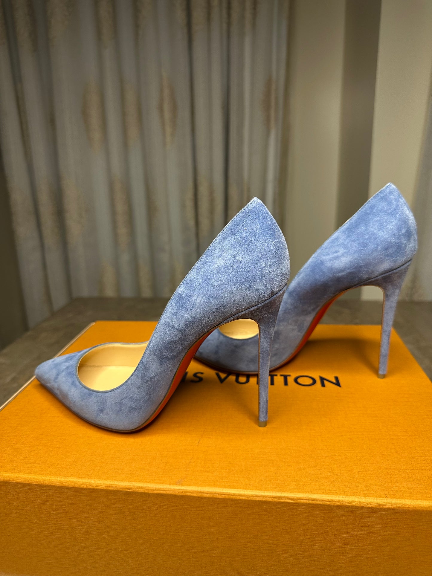 Christian Louboutin So Kate 100 Blue Suede Pumps Size 39.5 | Pointed Toe Stiletto Heels | New