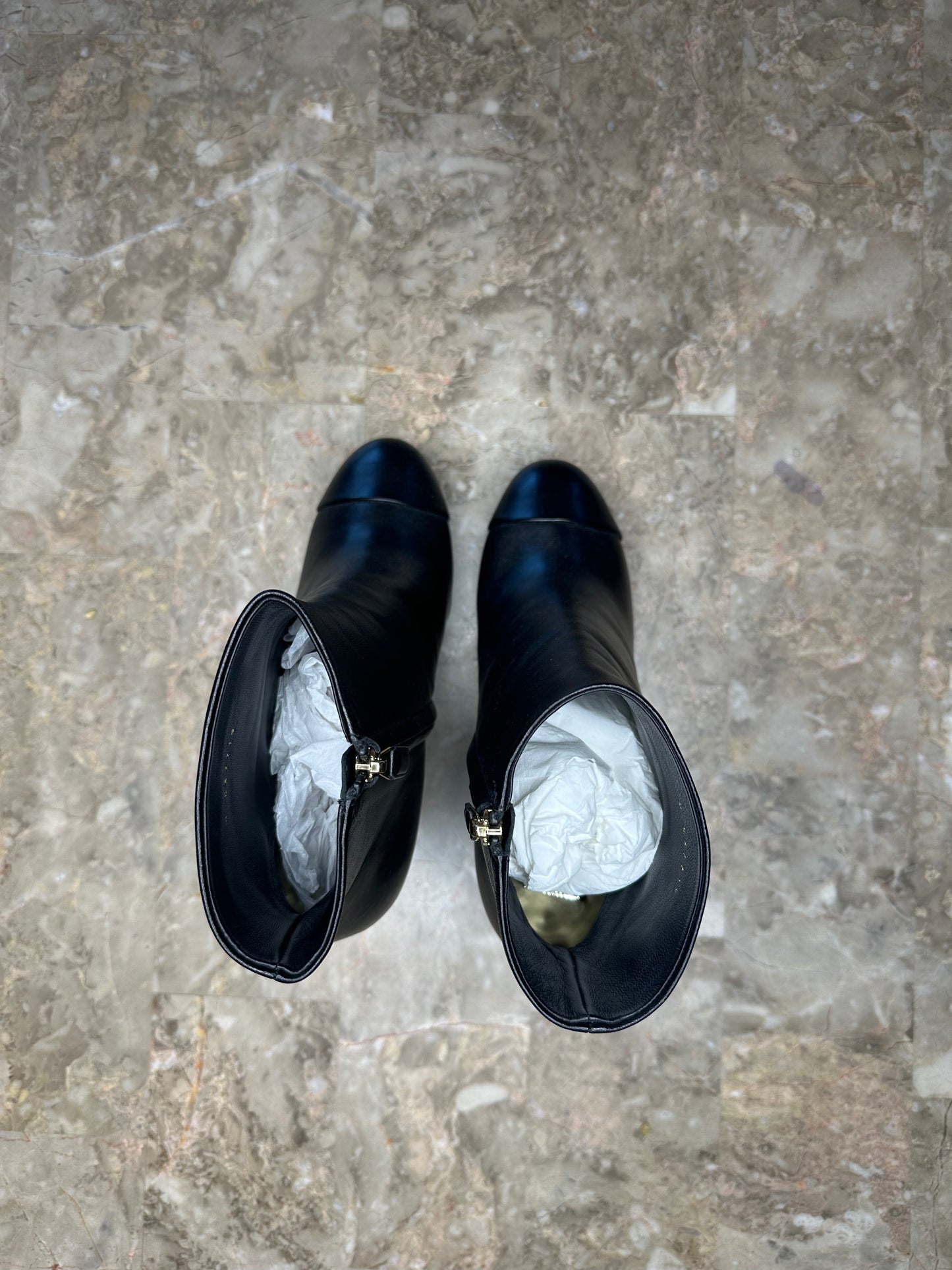 Chanel 21A Black Lambskin CC Platform Ankle Boots – Size 40.5