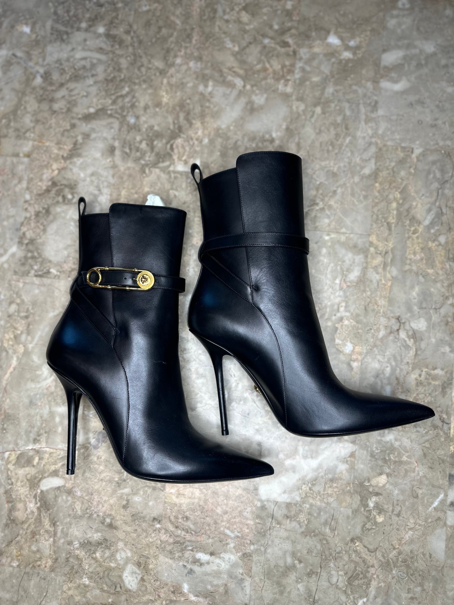 Versace Black Leather Medusa Ankle Boots – Size 40