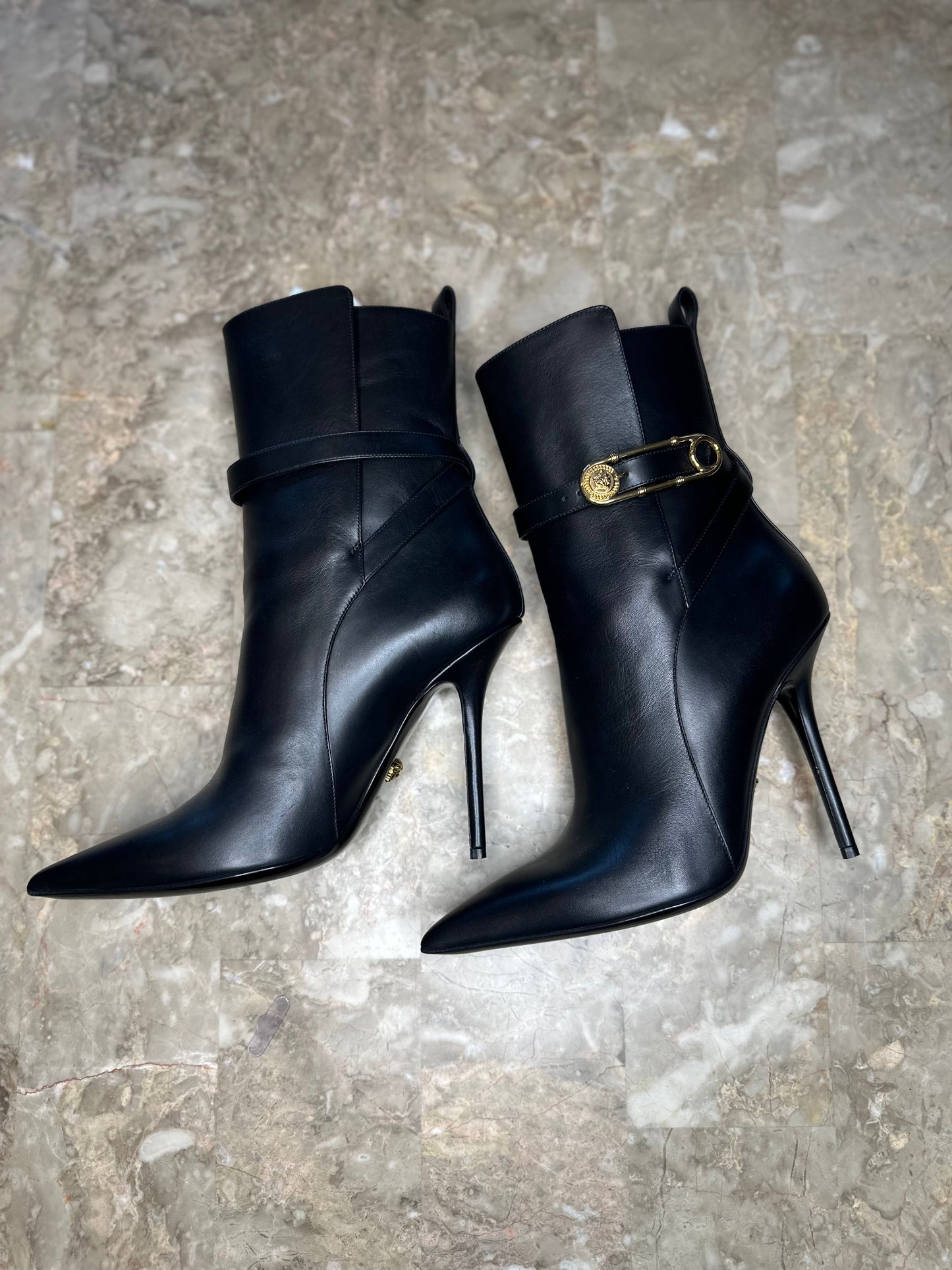 Versace Black Leather Medusa Ankle Boots – Size 40