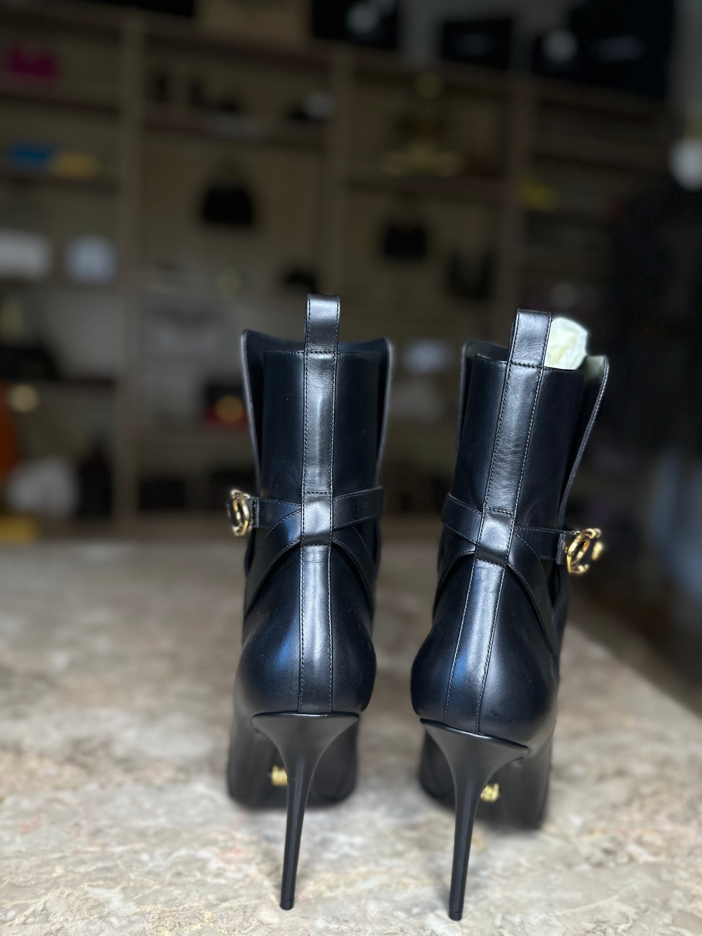 Versace Black Leather Medusa Ankle Boots – Size 40
