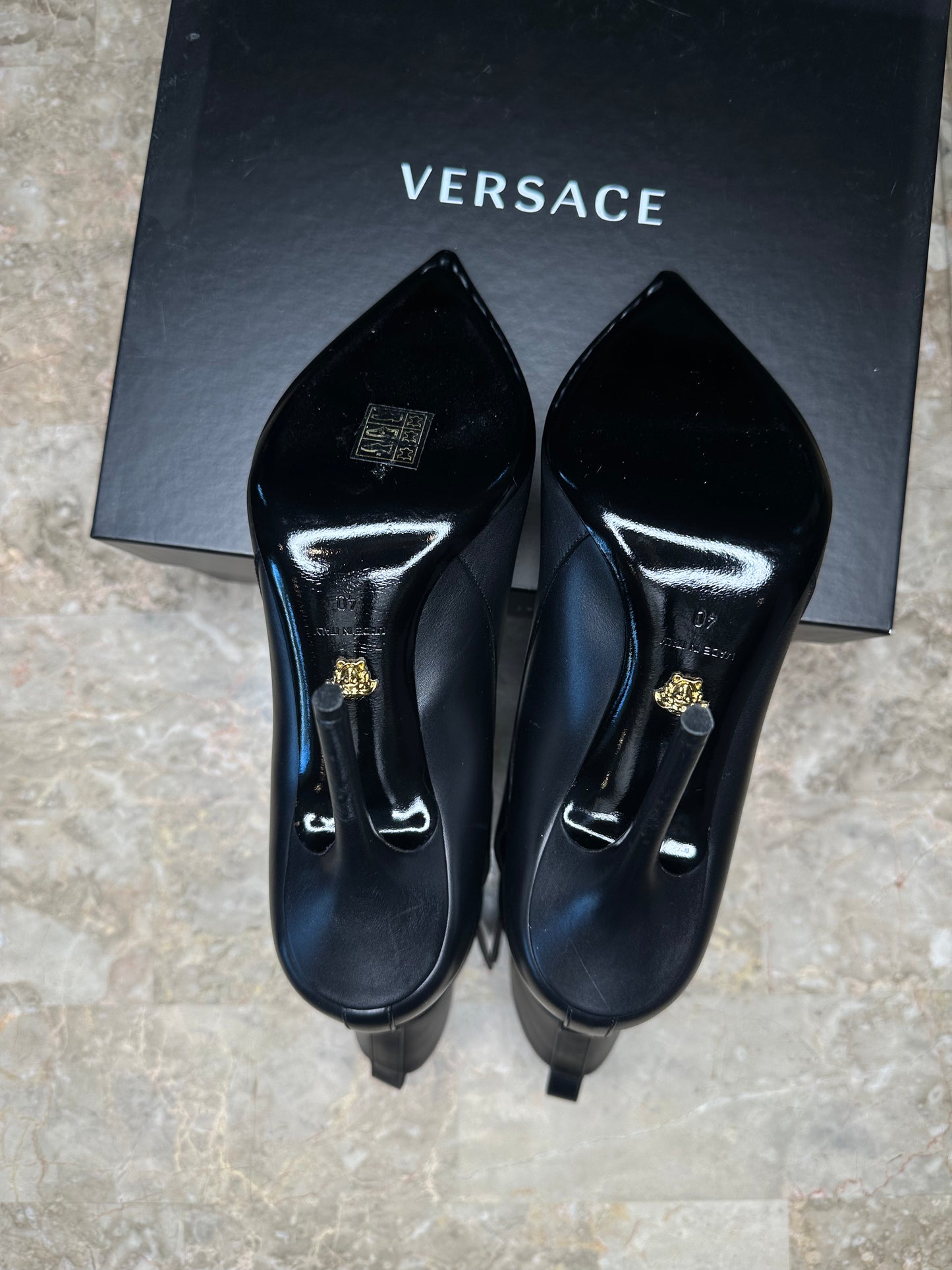 Saint Laurent “Mae” 110 Feather-Trim Slingback Sandals – Black Size 40