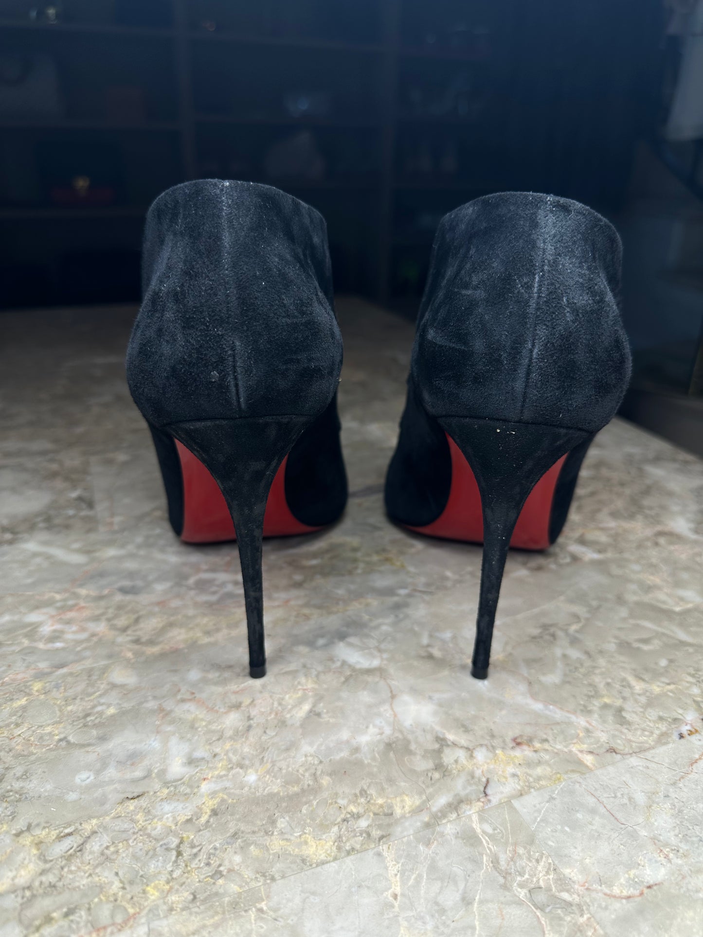 Christian Louboutin Triplica Strass 100 Suede Booties – Black Size 39.5