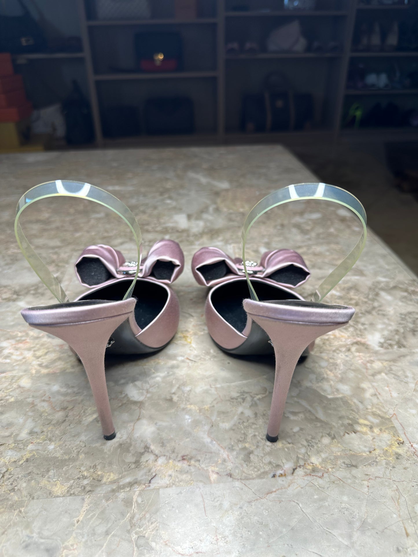 Versace Satin Medusa Bow Slingback Pumps – Pink Size 40
