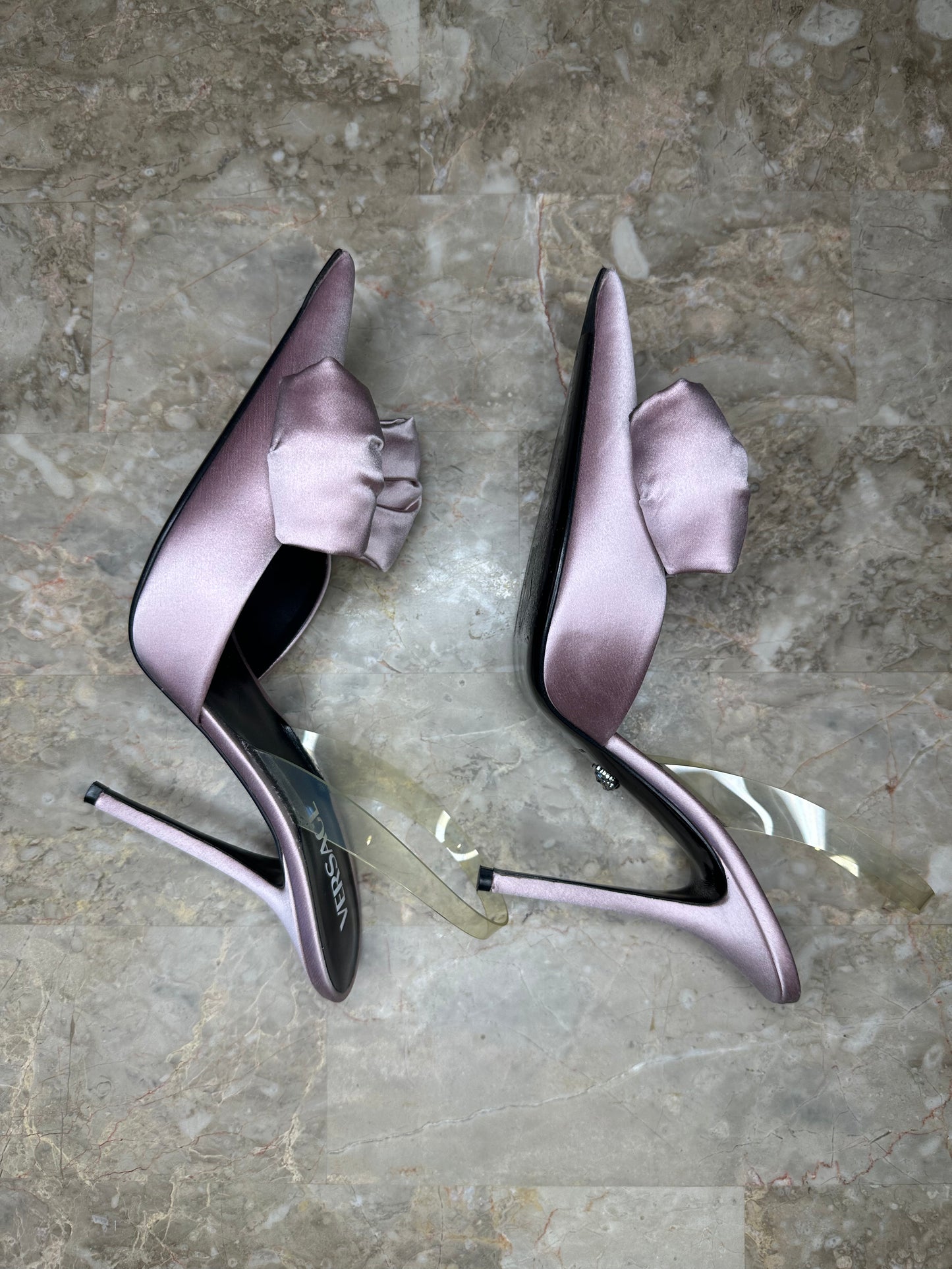 Versace Satin Medusa Bow Slingback Pumps – Pink Size 40