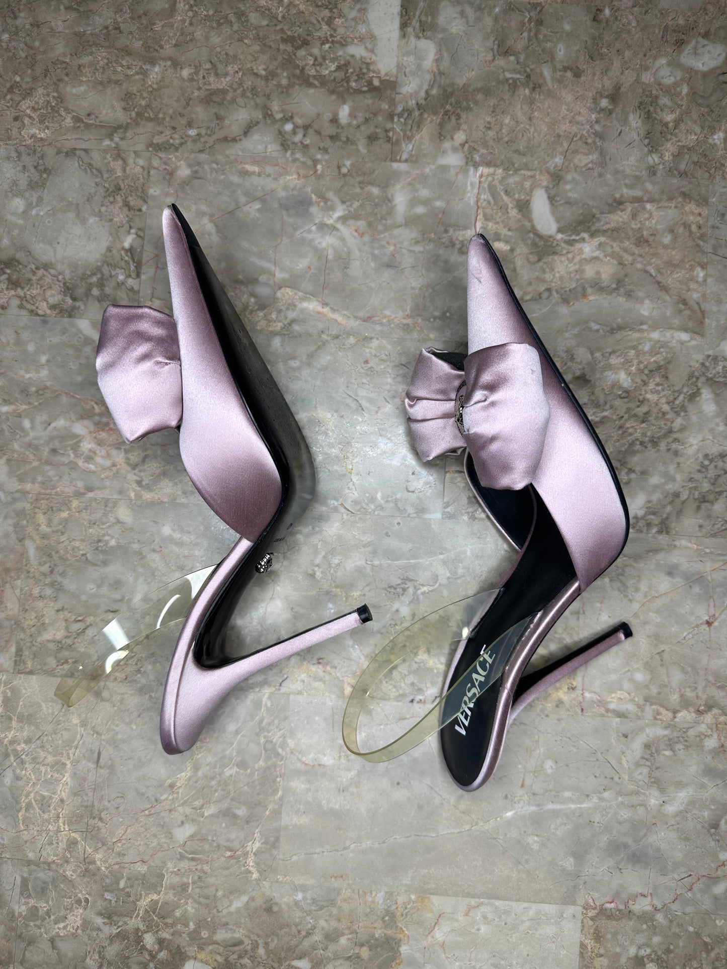 Versace Satin Medusa Bow Slingback Pumps – Pink Size 40