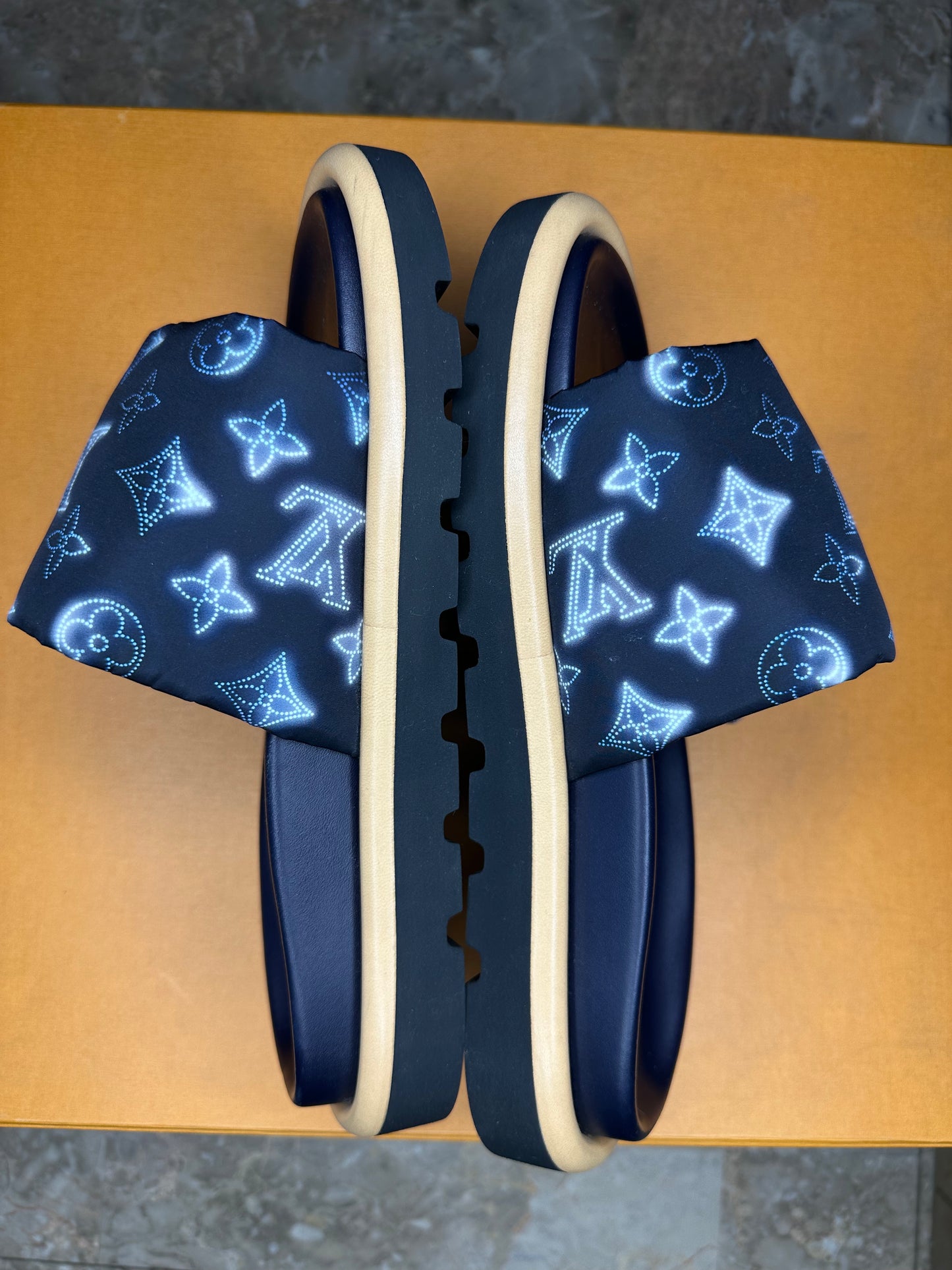 Louis Vuitton Pool Pillow Comfort Mules Monogram Nylon – Navy Size 39