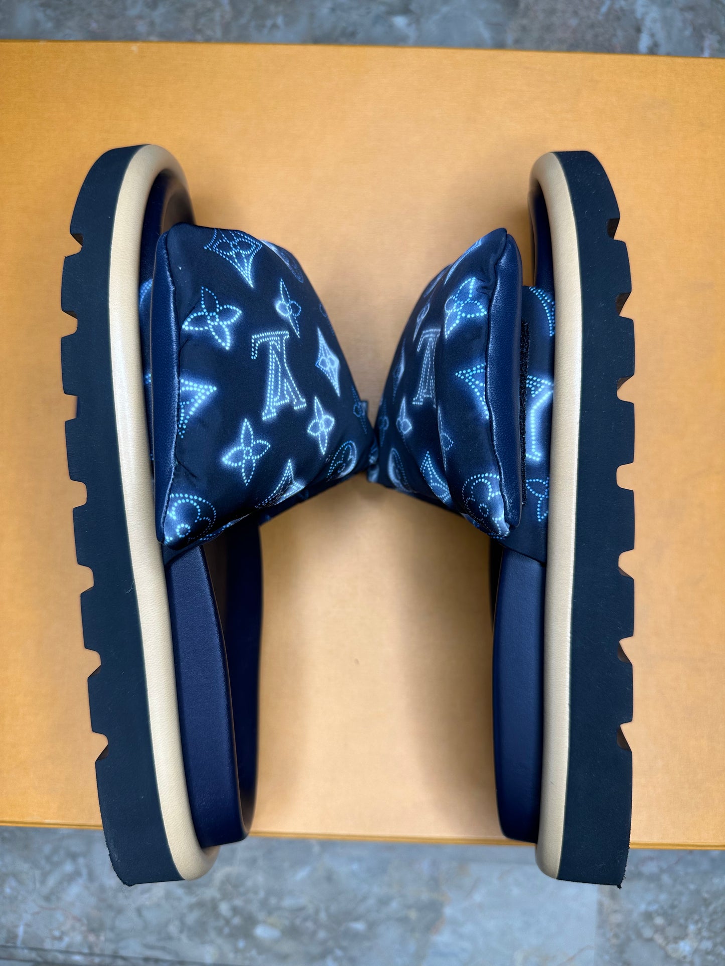 Louis Vuitton Pool Pillow Comfort Mules Monogram Nylon – Navy Size 39
