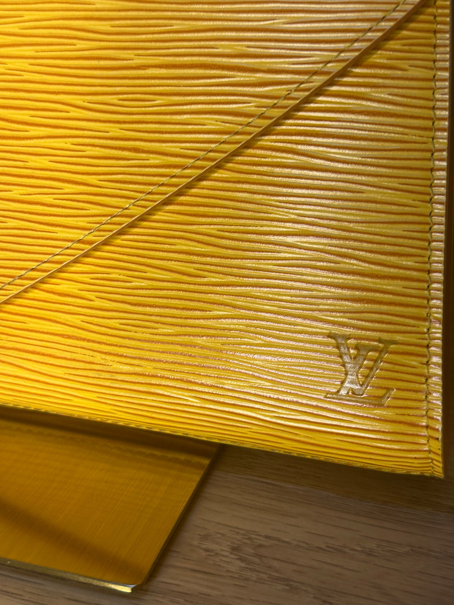 Louis Vuitton Epi Leather Art Deco Clutch Bag | Yellow Vintage Luxury Envelope Clutch
