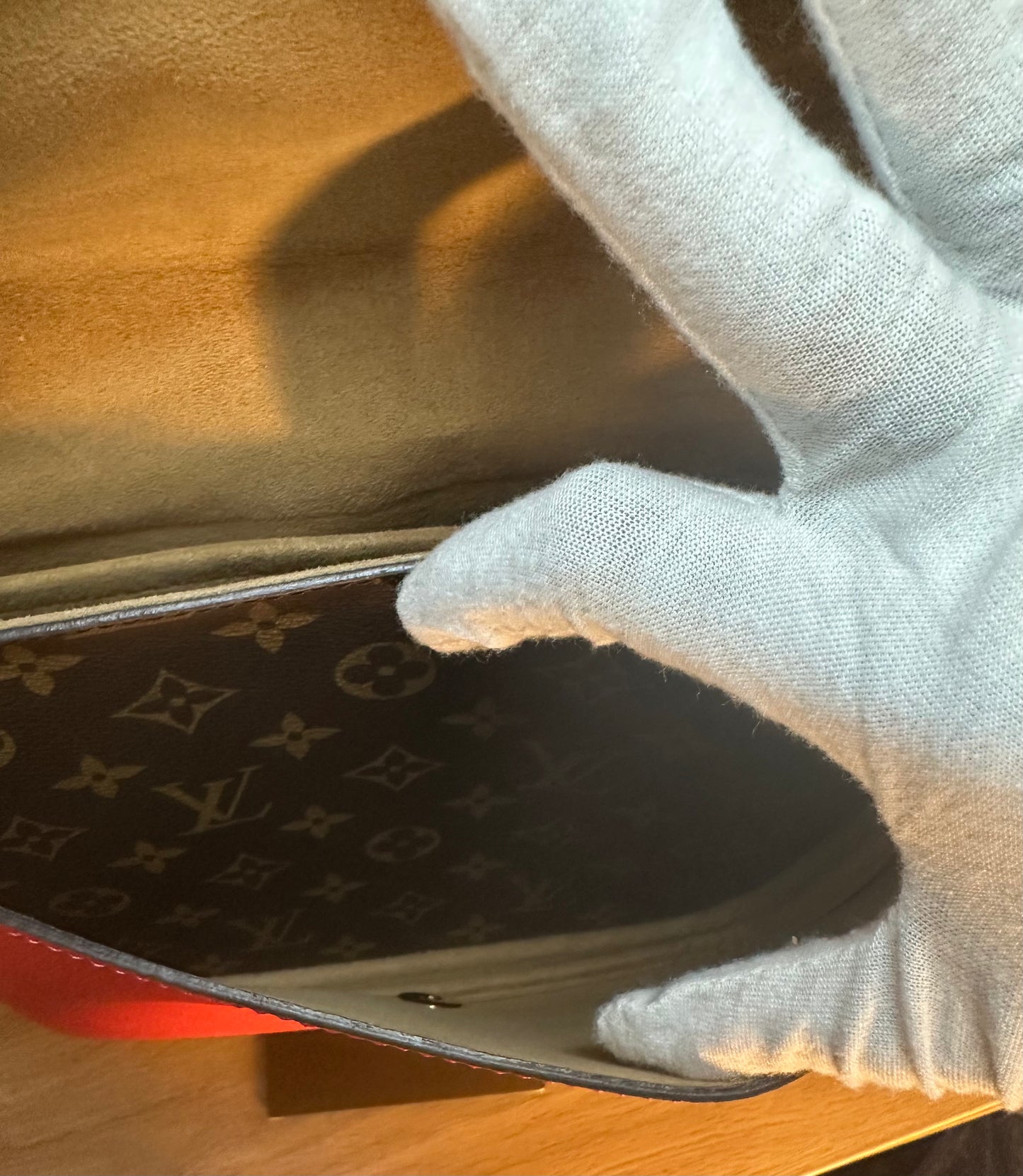 Louis Vuitton Marignan Monogram Canvas Handbag | Coquelicot Red Leather 2-Way Shoulder Bag