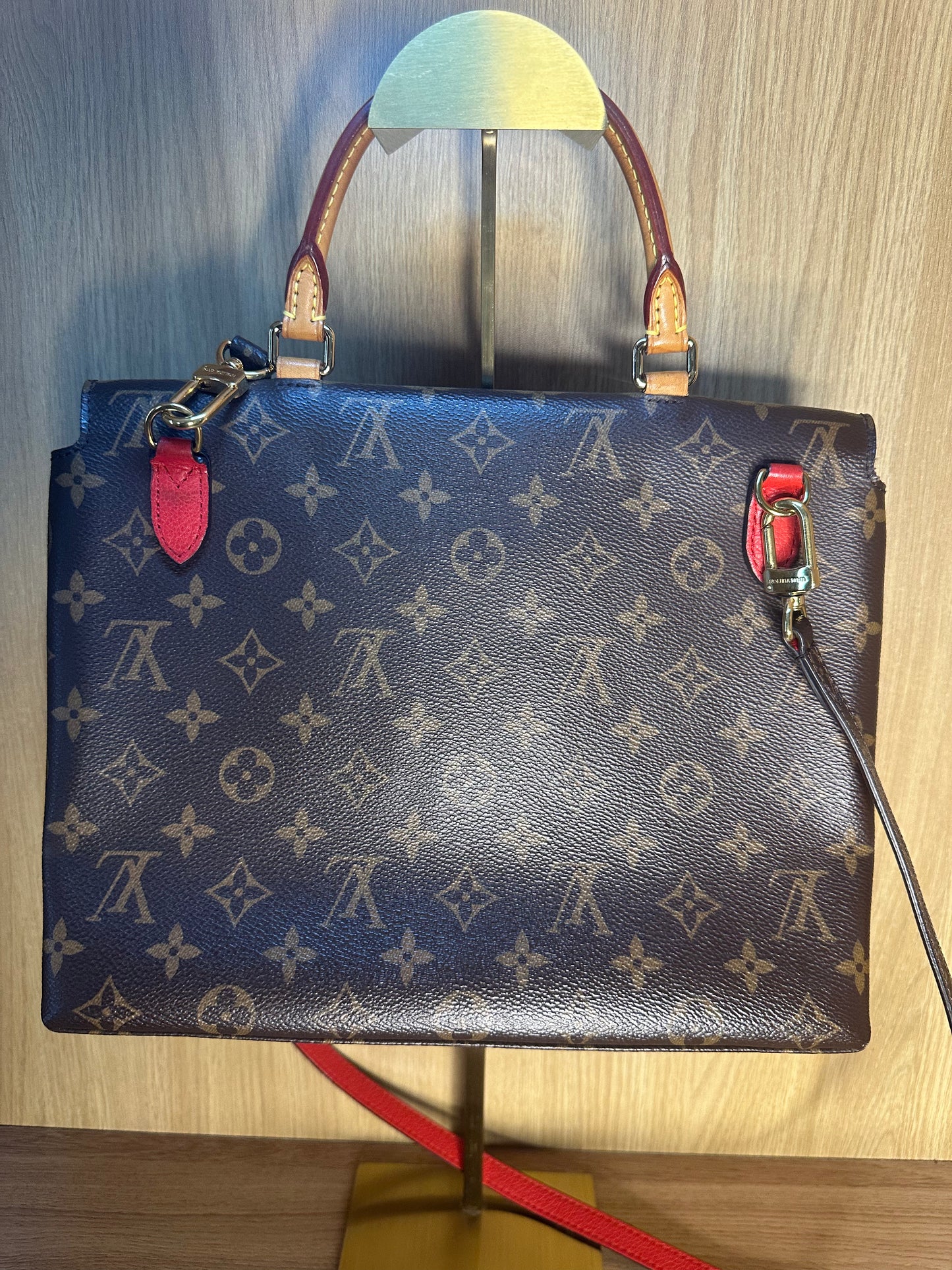 Louis Vuitton Marignan Monogram Canvas Handbag | Coquelicot Red Leather 2-Way Shoulder Bag