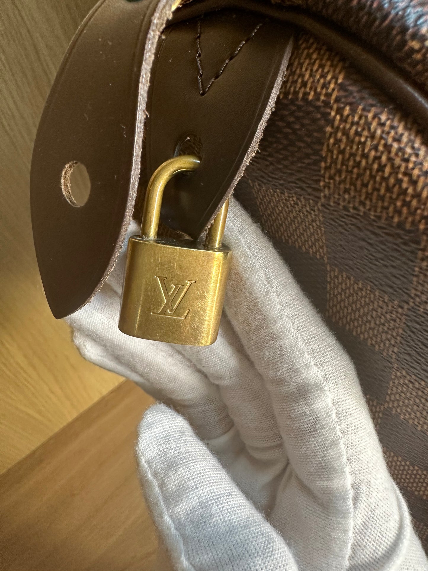 Louis Vuitton Speedy 35 Damier Ebene Handbag | Brown Coated Canvas Top Handle Bag