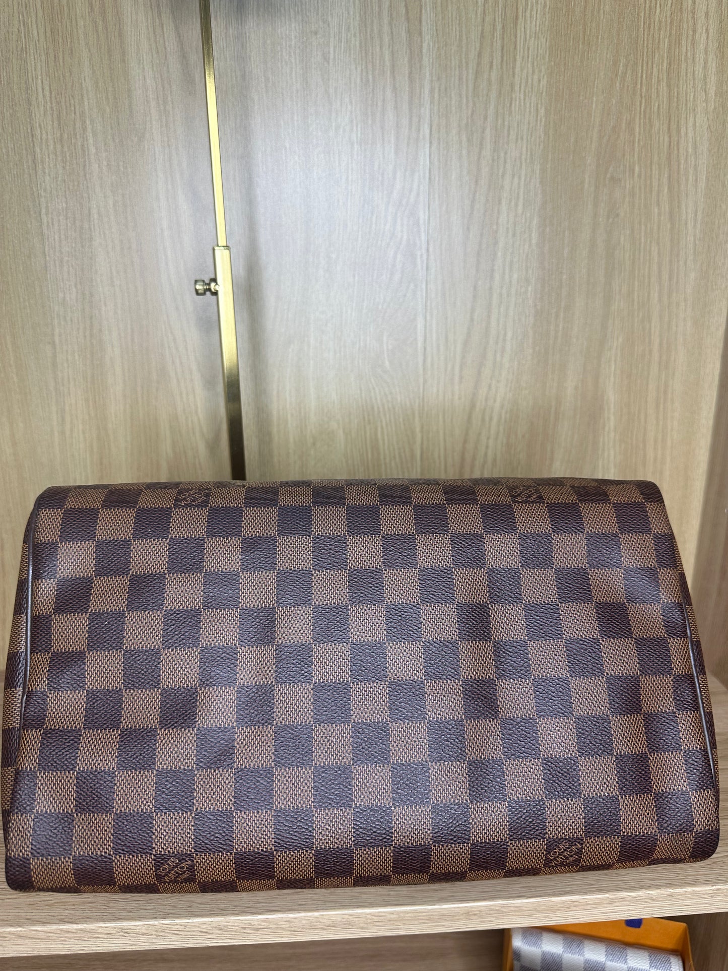 Louis Vuitton Speedy 35 Damier Ebene Handbag | Brown Coated Canvas Top Handle Bag