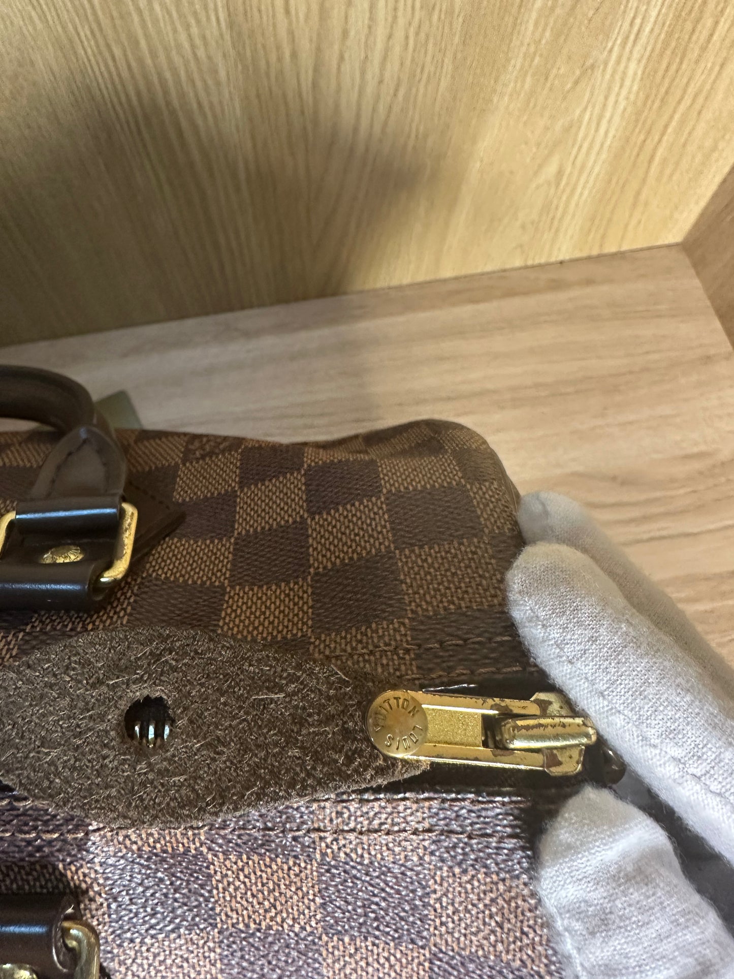 Louis Vuitton Speedy 35 Damier Ebene Handbag | Brown Coated Canvas Top Handle Bag