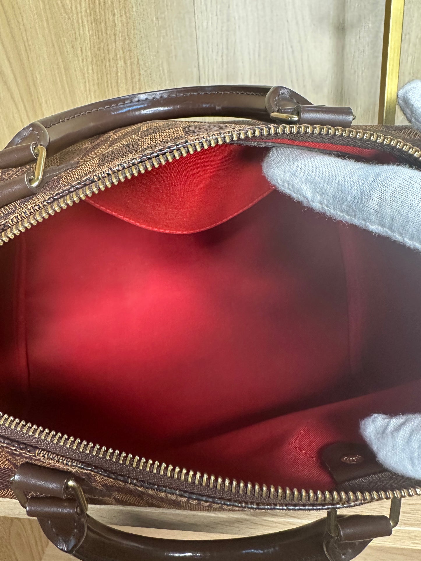 Louis Vuitton Speedy 35 Damier Ebene Handbag | Brown Coated Canvas Top Handle Bag