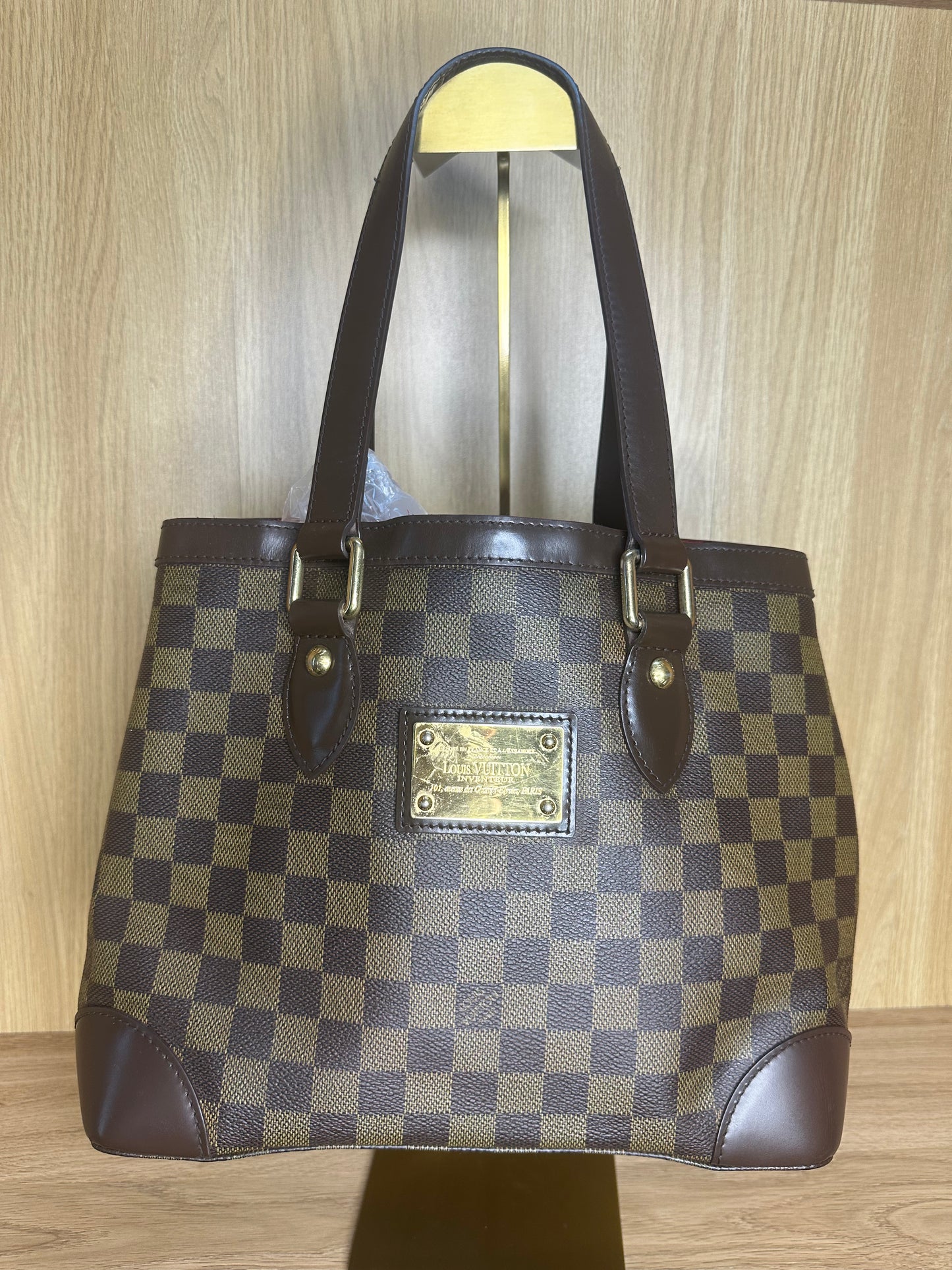 Louis Vuitton Hampstead PM Damier Ebene Tote Bag | Brown Canvas Shoulder Handbag